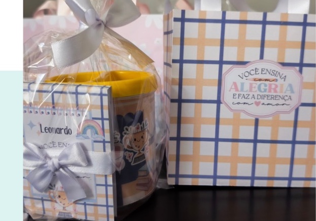 Kit professor com sacola personalizada, bloquinho e porta-lápis